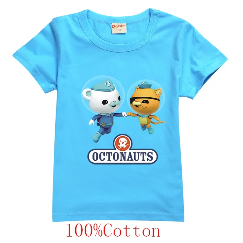 เสื้อยืดเสื้อผ้าเด็กผู้ชายลายการ์ตูนอนิเมะ The Octonauts สำหรับเด็กผู้หญิงเสื้อผ้าฤดูร้อนเสื้อแขนสั้นเสื้อนุ่มน่ารักสำหรับวันเกิด