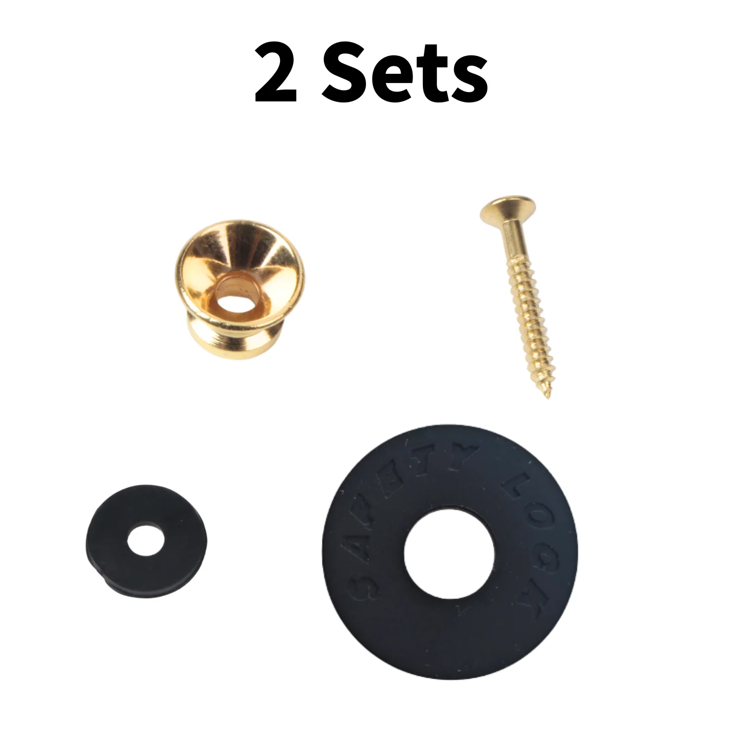 2 Sätze Gitarrengurtstifte – schwarz/gold/silber, ausgestattet mit rutschfesten Unterlegscheiben für besseren Gitarrenschutz. Nicht nur ein Connec – Detail 13