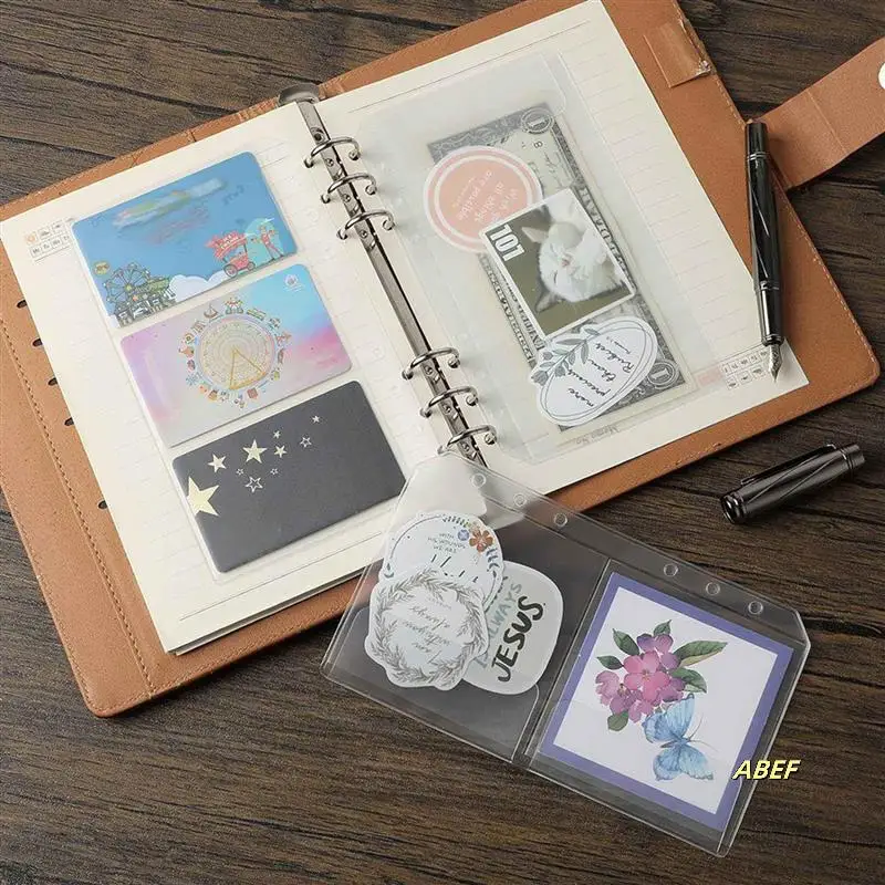 24 Pcs A6 바인더 포켓 현금 봉투 클리어 폴더 주최자 Photocard 슬리브 시트 신용 명함 돈