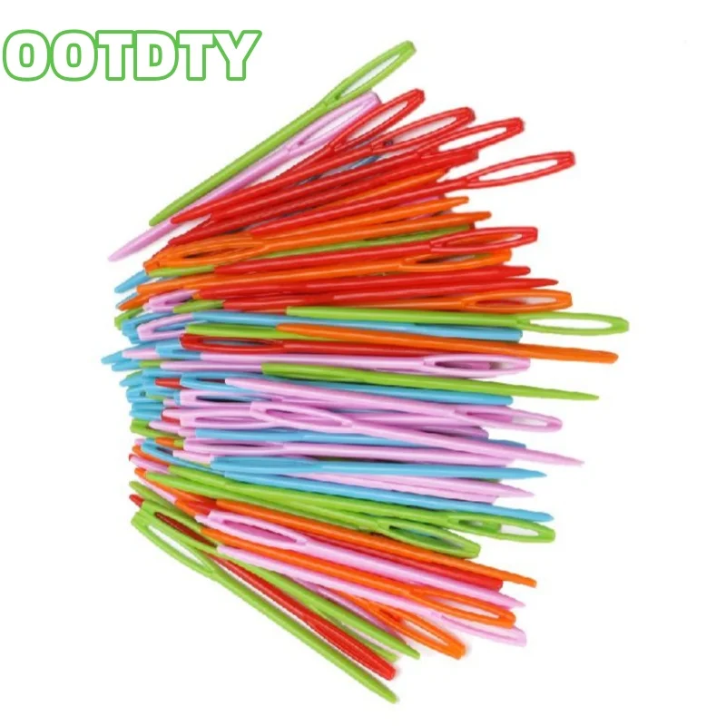 100Pcs Children Colorful Plastic 7cm Needles Tapestry Binca Sewing Wool Yarn DIY