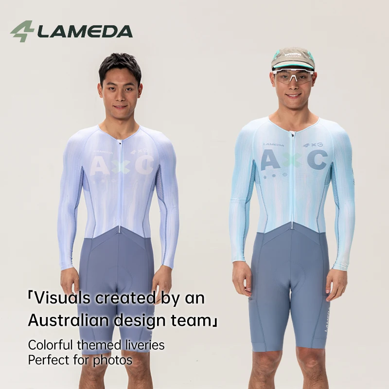 LAMEDA NEW Men Summer Long Sleeve Jumpsuit Cycling Suit with Pad Quick Dry High Elastic Breathable Professional Bike Onesie Mesh - view 4