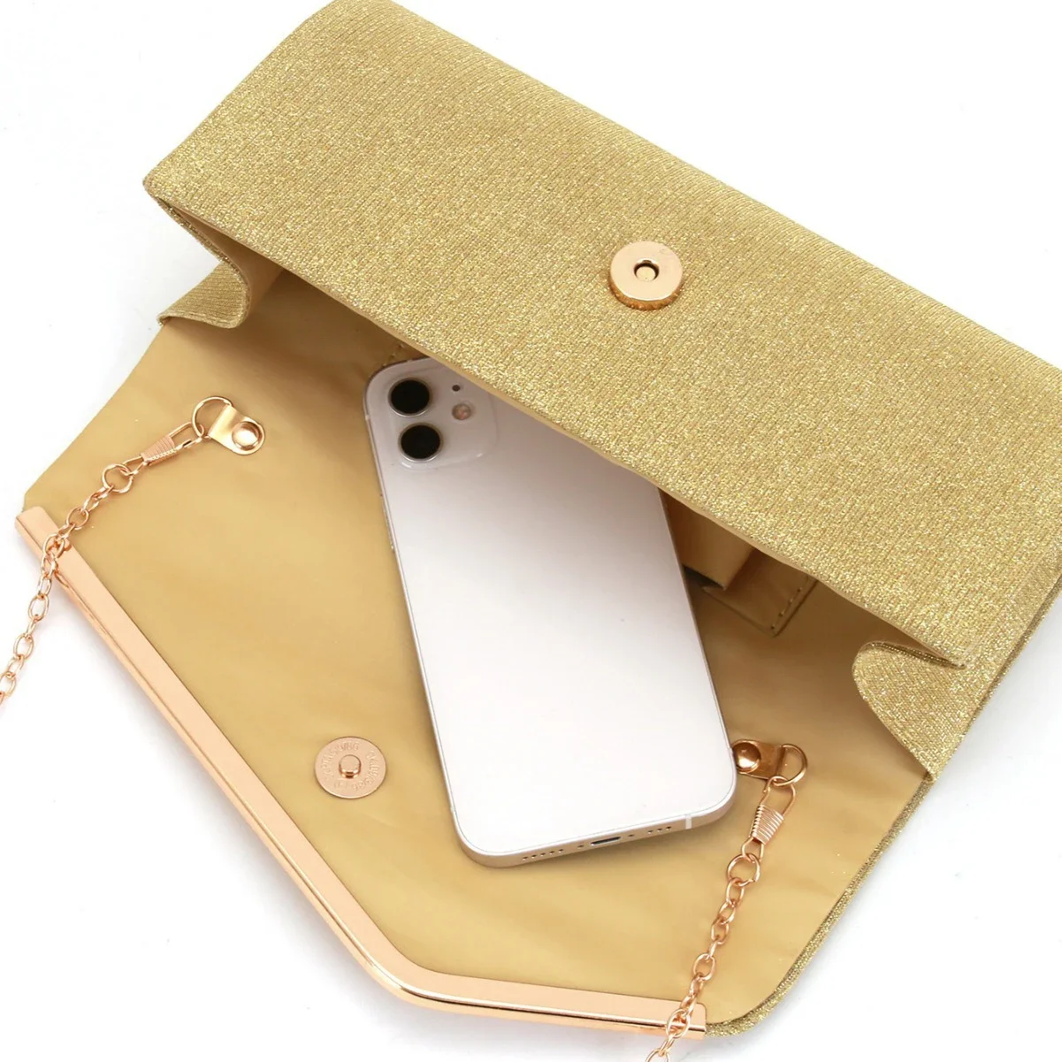Modische Clutch-Tasche, Neue Vielseitige Kosmetiktasche für Damen-Hochzeiten, Rundbodige Metall-Klapptasche für Abendveranstaltungen – Detail 9