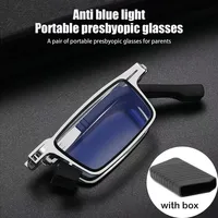 Anti-Blue Light Blocking Folding Reading Glasses Comfortable Full-Frame Metal Eyewear Men And Women Hd Ultra Light Portable