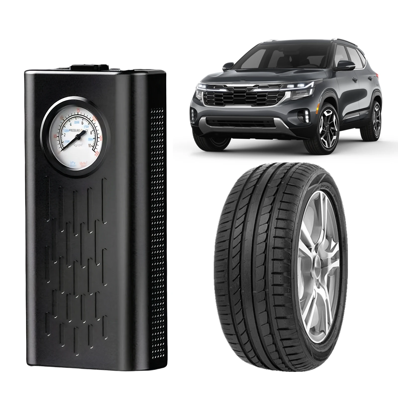 Tire Inflator Portable Air Compressor with Pointer Pressure Gauge Air Pump Tire Pump for Car Bike Motorcycle Ball