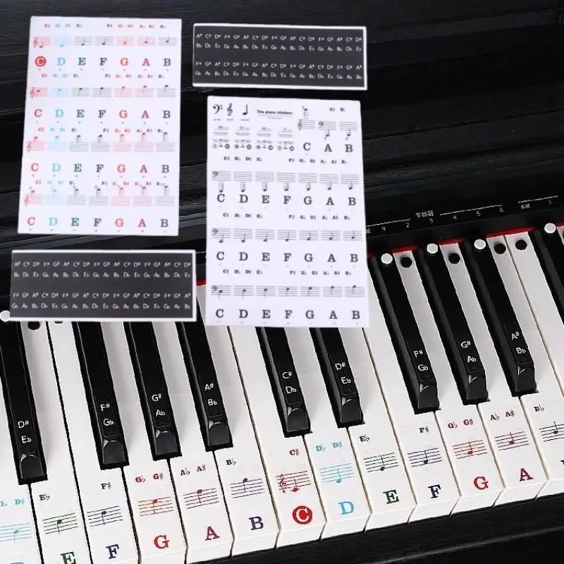 ●1 Set Beginner Letter Piano Sticker 88/61/54/49 Keys With Removable Colored Note Labels Piano Keyboard Stickers