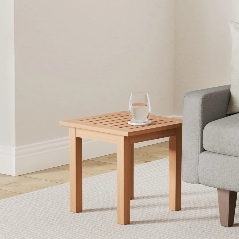Natural Hardwood Outdoor Patio End Table