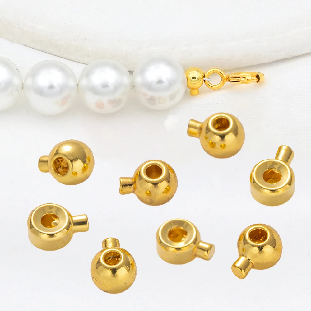 20pcs 3.2mm 18K Gold Plated Brass Stopper Crimp End Beads Positioning Spacer for DIY Bracelet Necklace Jewelry Making Accessory