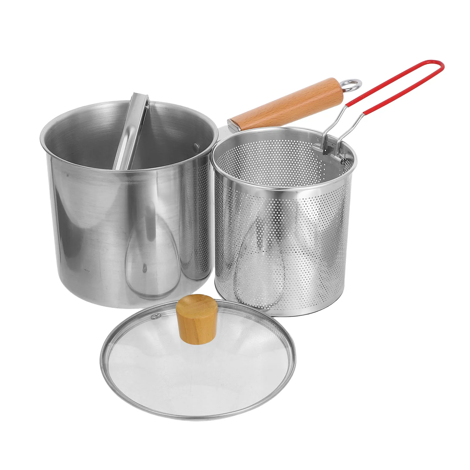 3L Stainless Steel Deep Fry Pot Basket Compact Design Oil Drain Strainer Boiling Stewing Frying Pan Home Use Fish Fryer