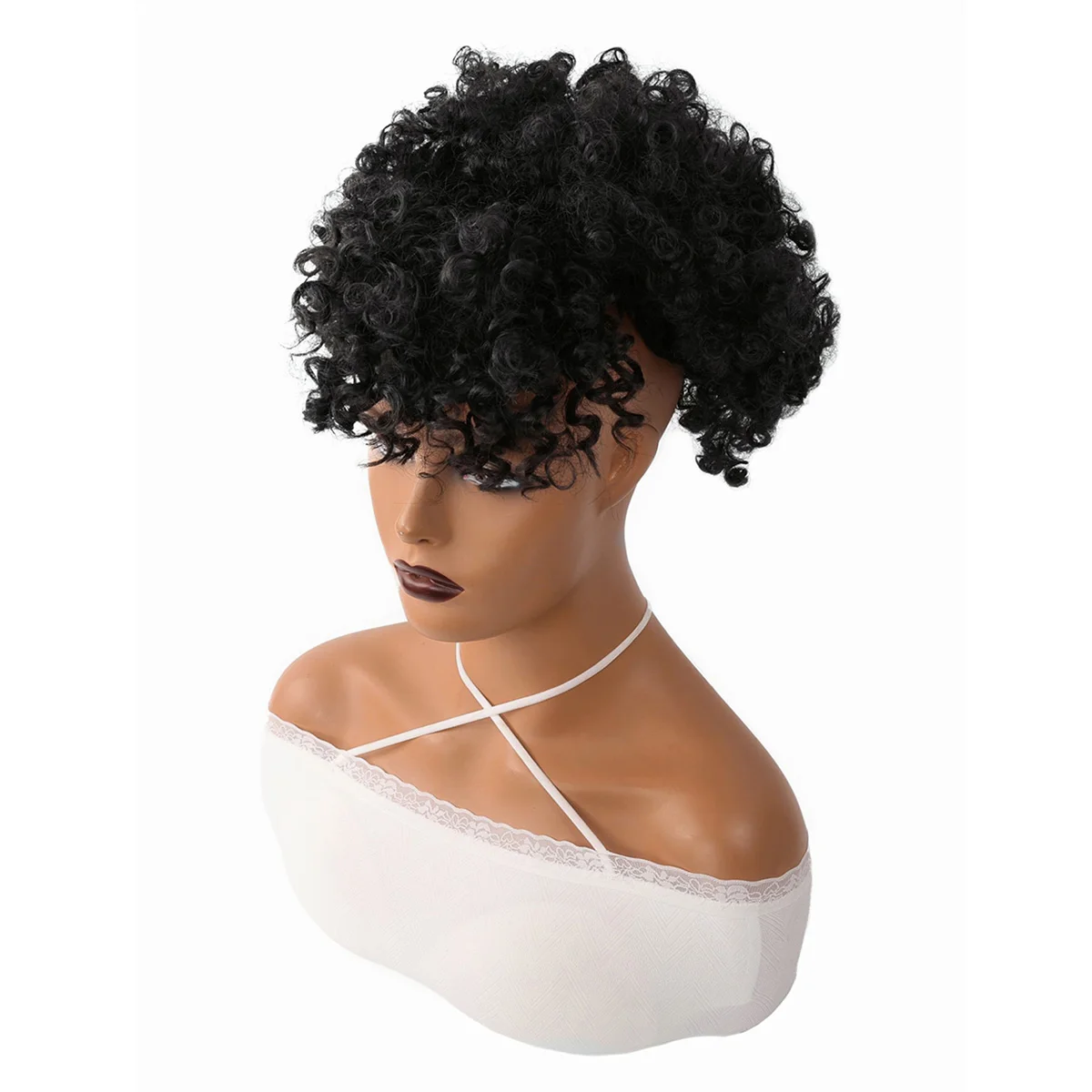 Afro Puff Drawstring Ponytail with Bangs