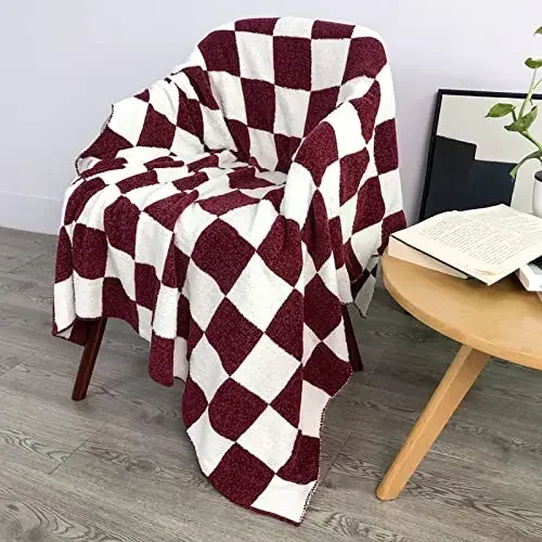 Checkerboard Flannel Throw Blanket Super Soft Plaid Lightweight for Bedroom Rooms Sofa Couch Suit for Teens and Adults Gifts