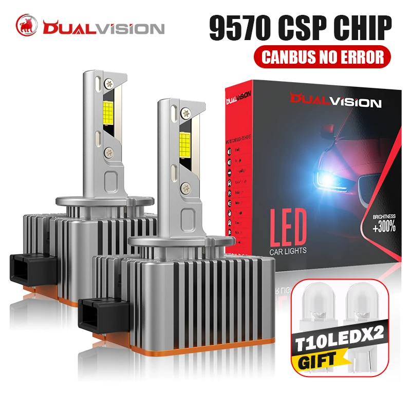 Dualvision D1S D3S D2S D4S D5S D8S LED Headlights CANBUS 30000LM 300W D2R D3R D4R Led Two-sided CSP Chip 6000K 12V 24V Plug&Play