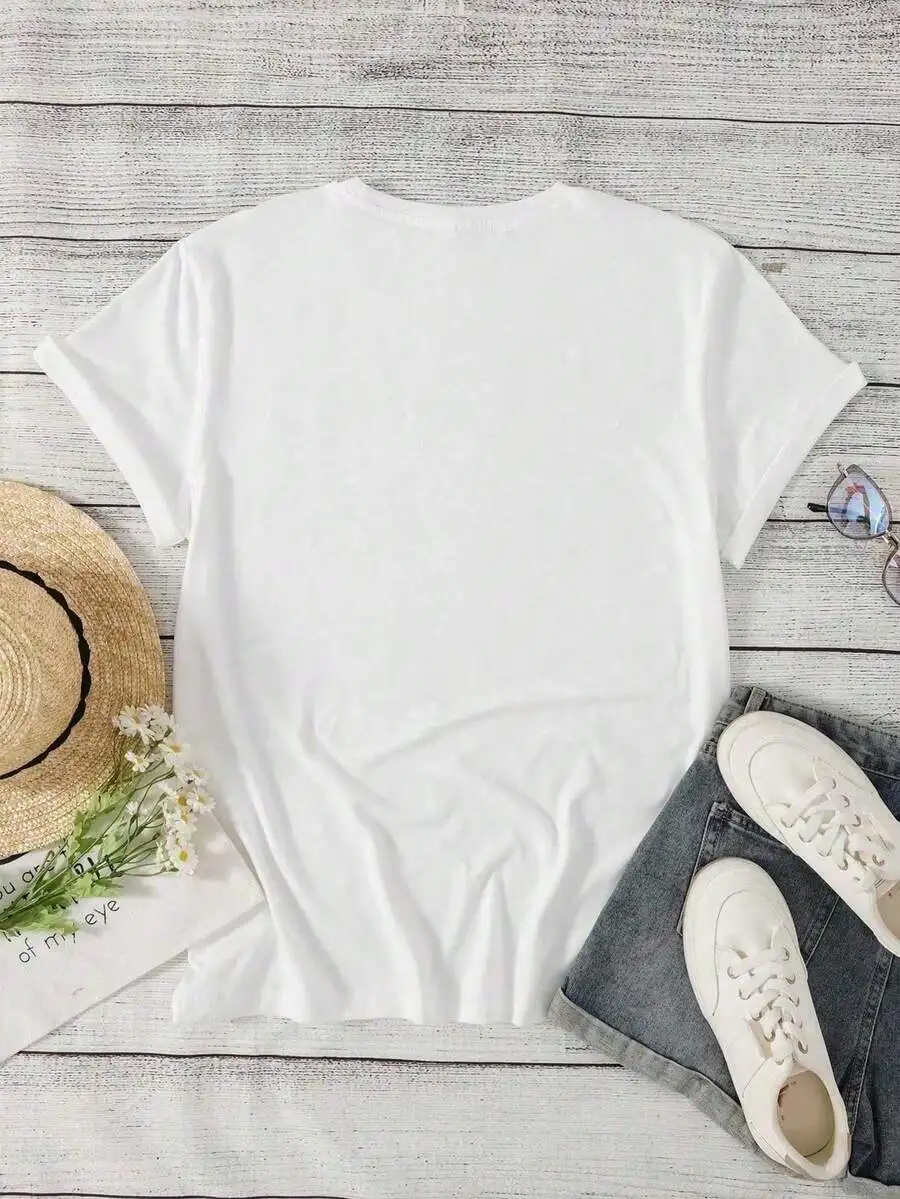 Women Trendy Retro Campus Teacher Back To School Checkered Crewneck Short Sleeve T Shirt Casual 1 Piece Everyday Wear Top