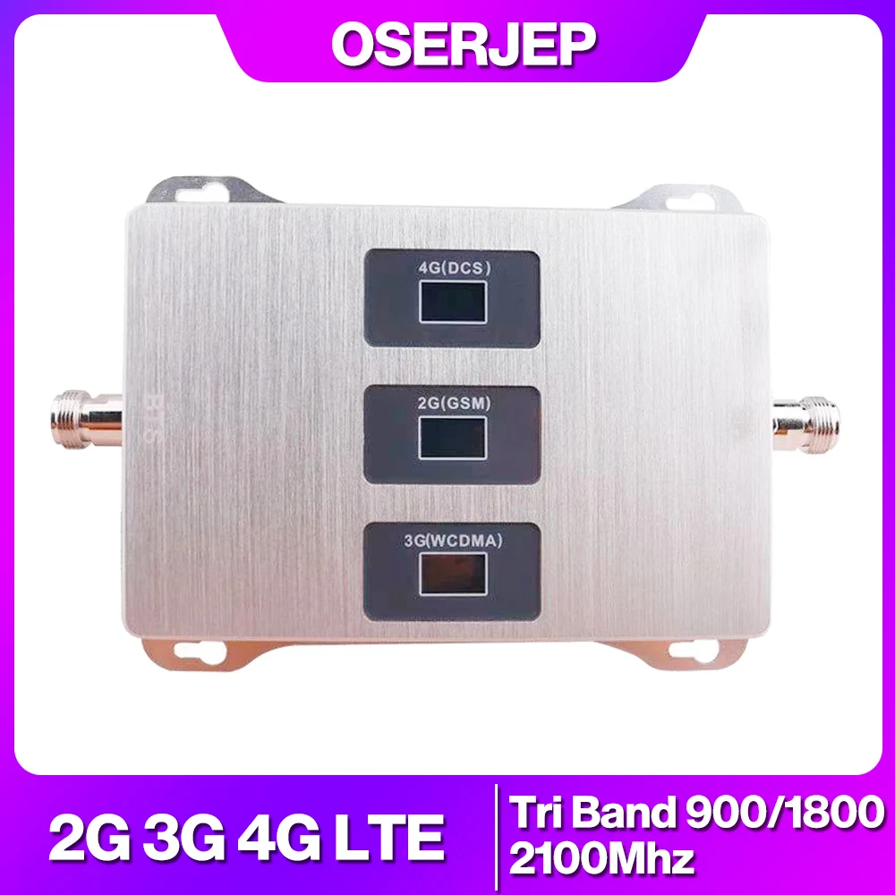 2G 3G 4G Tri-Band Signal Booster GSM 900+DCS/LTE 1800(Band 3)+UMTS/WCDMA 2100(Band 1) Mobile Signal Repeater Cellular Amplifier