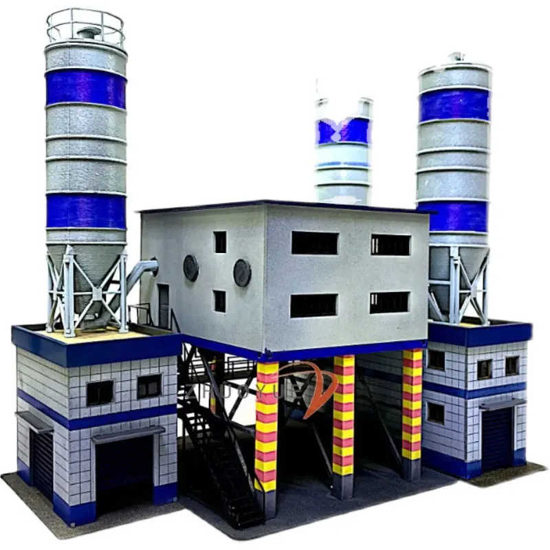 1/87 HO Scale Cement Factory Model Industrial Building Model DIY Sand Table Train Scene layout Assembled Model kit Hobby Toy