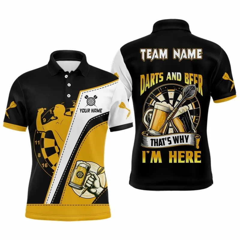

3D Printed Dart Beer Polo Shirt For Men Customized Name Pattern Tees Summer Street Loose Short Sleeve Tops Lapel T-Shirts