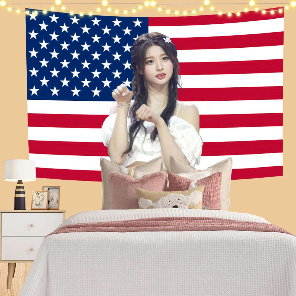 Korean Girl Flag K-Pop Idol Flag Tapestry 3x5ft Usa Flag American Flag Tapestry For Bedroom Dorm Art Decor Party Backdrop Gift