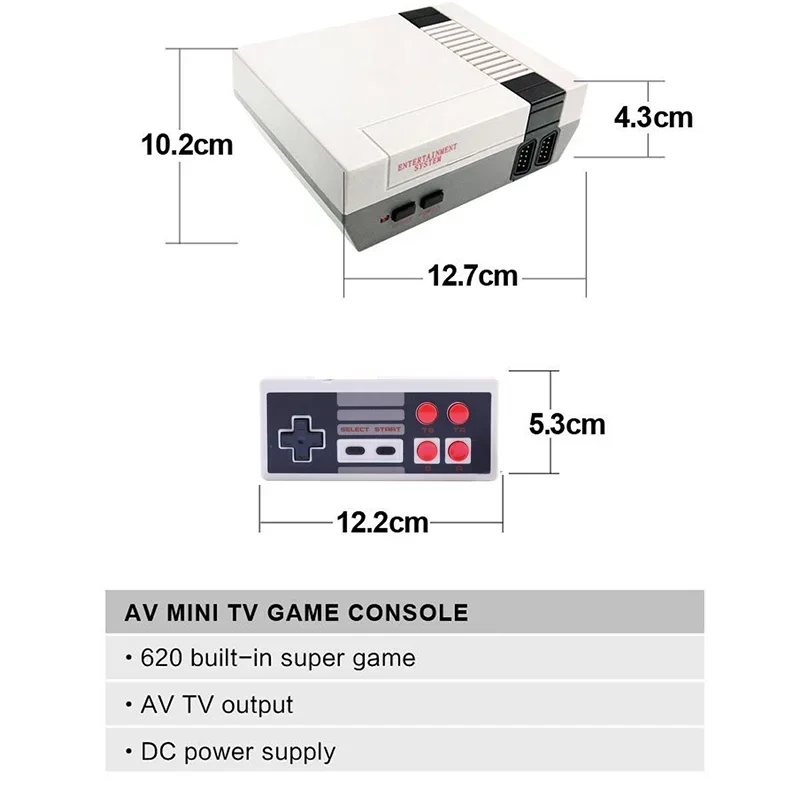 وحدة تحكم ألعاب ريترو كلاسيكية صغيرة نظام ألعاب فيديو مدمج 620 AV ألعاب 8 بت FC Nes TV Console للبالغين والأطفال هدية