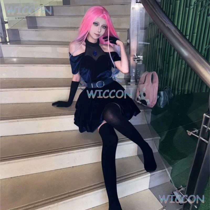 

Anime Alien Stage Cosplay Mizi Cosplay Costume Wig Halloween Anime Clothes Game Outfits Stage Black Gorgeous Dress Women