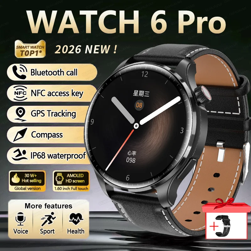 2026 Nieuwe GPS SmartWatch BluetoothCall IP68 Waterdicht AMOLED Scherm Aangepaste AOD Wijzerplaat Sport Smartwatch Mannen Vrouwen Android iOS