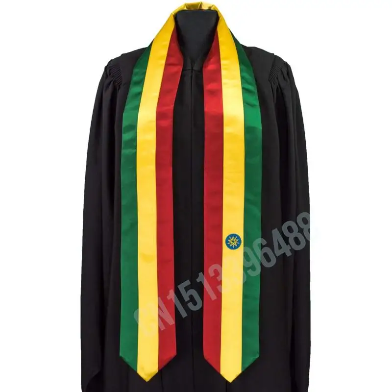 Ethiopia Flag Scarf Top Print Graduation Sash Stole International Study Abroad Adult Unisex Party Accessory