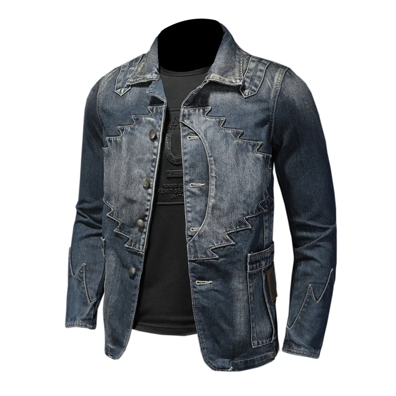 High Quality Spring and Autumn 2024 New Men\'s Fashion Europe and The United States All Casual Suit Denim Jacket Slim Retro M-4XL