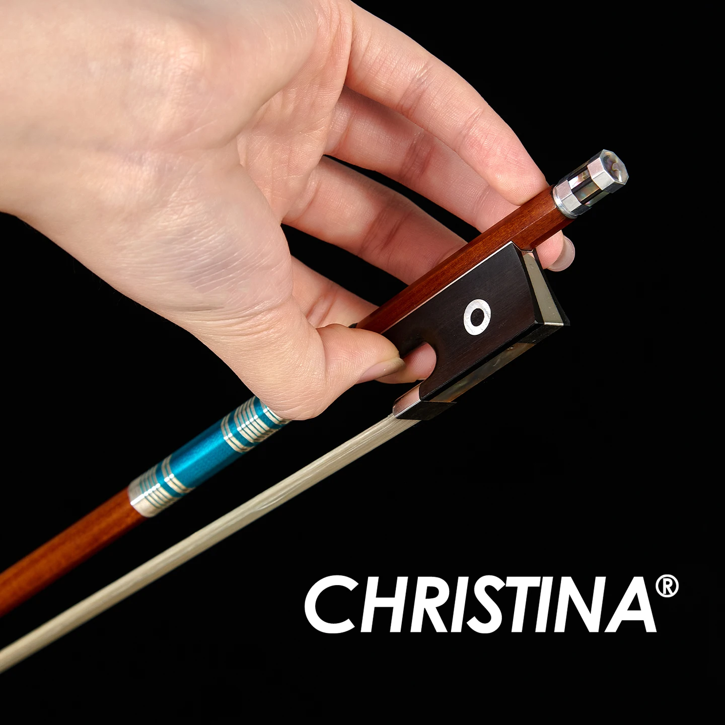 CHRISTINA Violin Bow G11 Rosewood Round Stick Circle Eye Ebony Frog Silver Winding Inlaid with Abalone Shell 4/4 Size