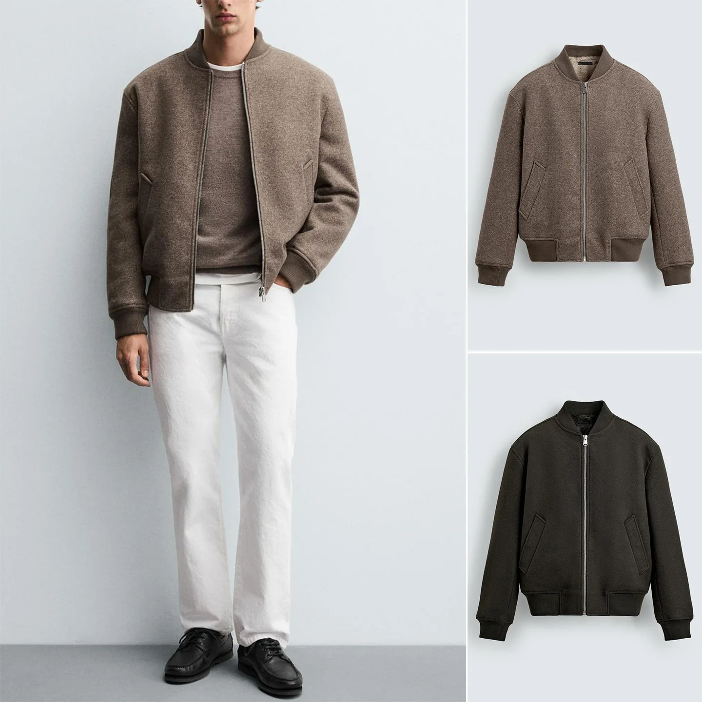 

Slim Fit Pilot Jaet Outerwear Straight Leg Patchwork Design Men's Autumn Winter New Arrival Casual Sle Zipper Decoration