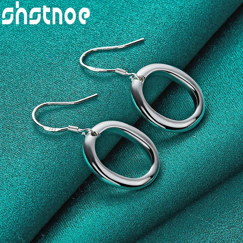 

SHSTONE 925 Sterling Silver Oval Circle Drop Earrings For Women Earring Party Engagement Wedding Birthday Gift Fashion Jewelry