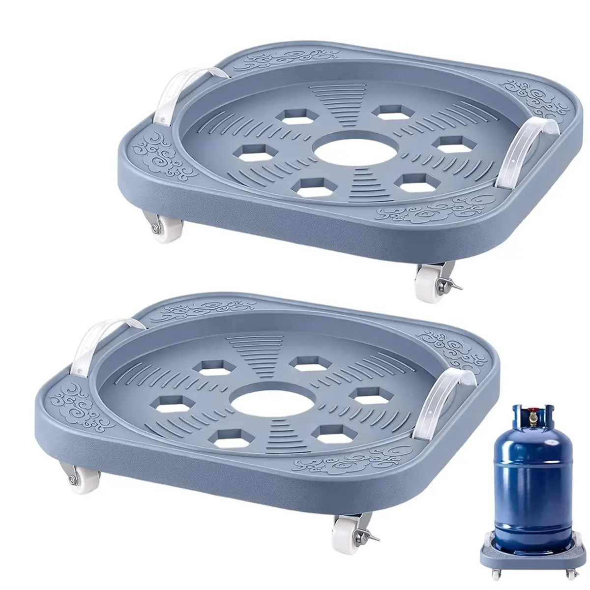 Propane Propane Cylinder Base Gas Tray Holder 5 Lb 10 Lb Cylinder 11.8 Inch Gas Tank Tray Movable with Wheels Base