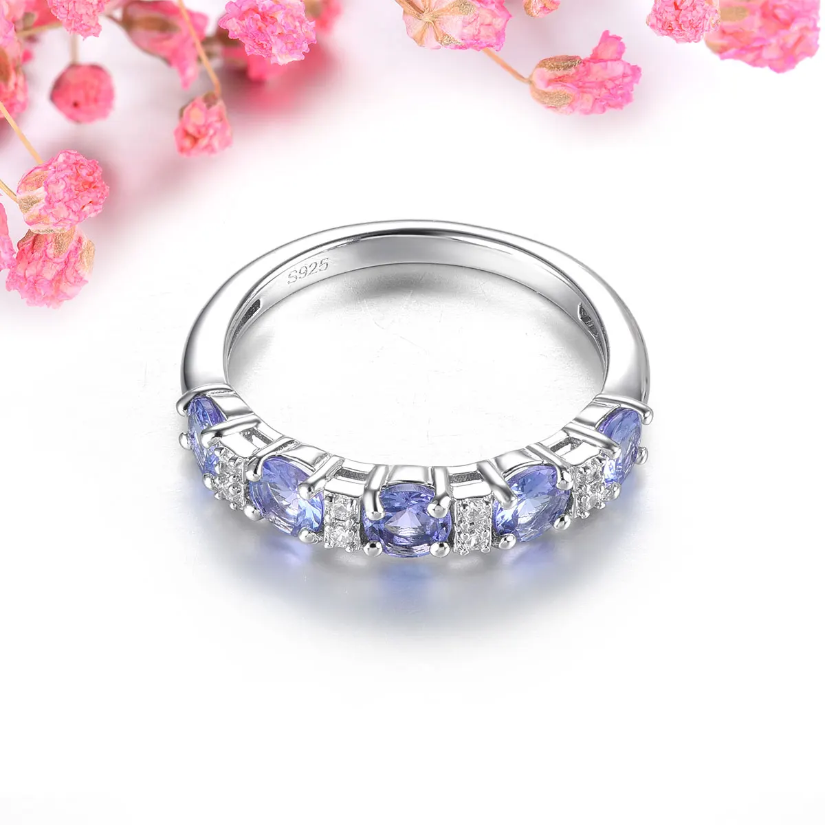 Imagem -04 - Tanzanite Anéis de Prata Esterlina para as Mulheres 13 Quilates Pedra Preciosa Genuína Clássico Elegante Jóias Finas S925 Presentes de Ano Novo Natural