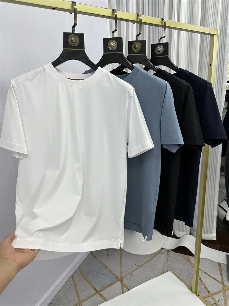 

Лимитированная серия: Дышащая мужская футболка с круглым вырезом и коротким рукавом из смесового хлопка. Новинка лета. Базовая модная модель.