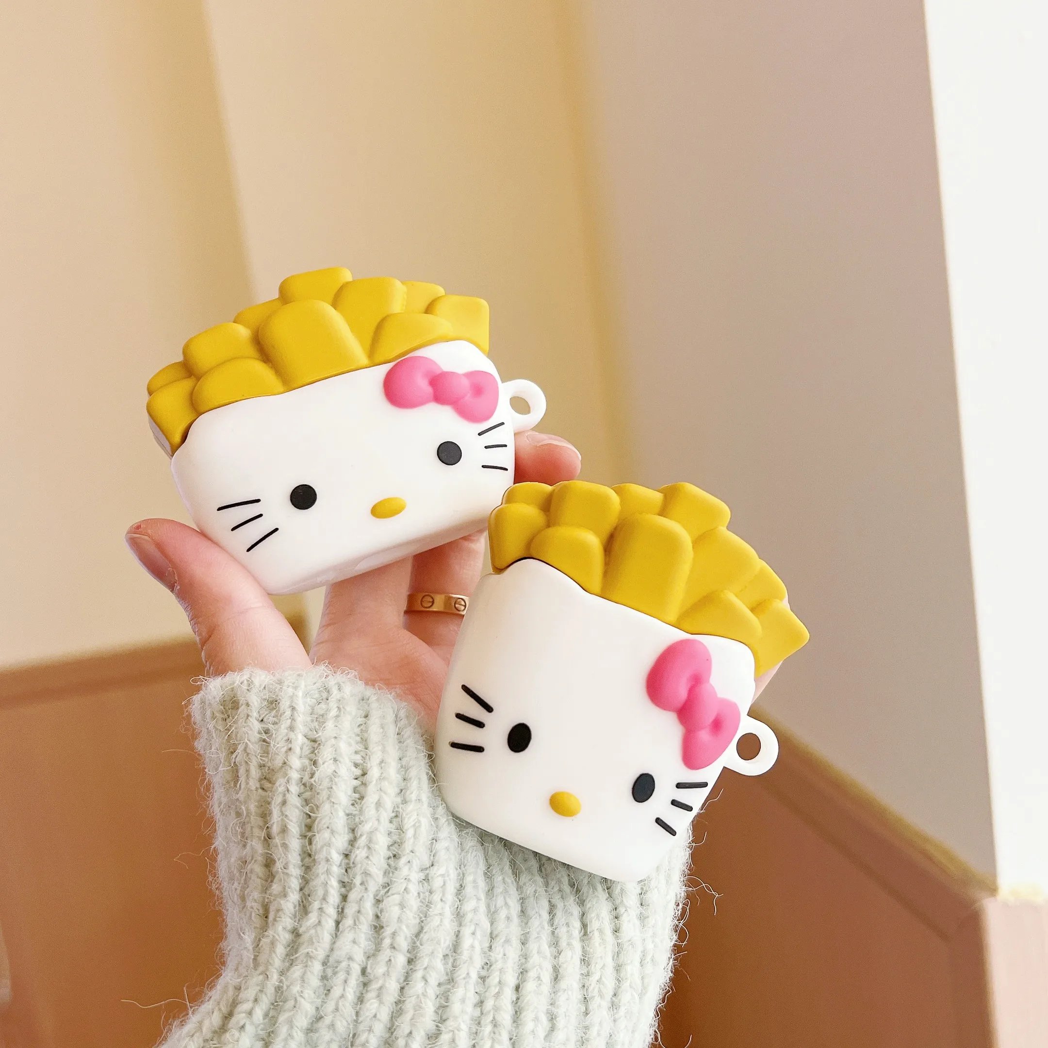 

Funny And Cute Style Gift Sanrio Fries Hello kitty Cartoon Animation For Airpods 4,2,3,Pro,Pro2 Silicone Headphone Cover