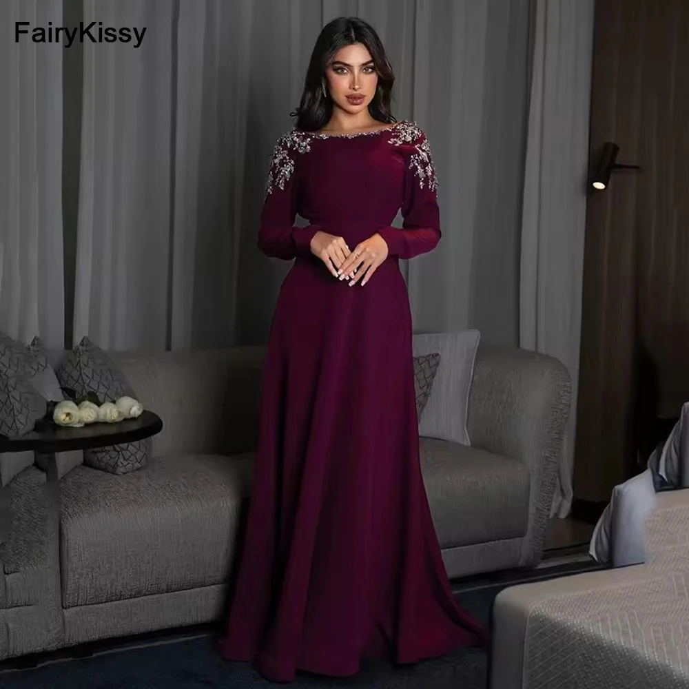 

FairyKissy Chic Violet Evening Dress A-Line Silver Appliques Crystal Pleated Backless Party Dress Celebrity Prom Gown Customized