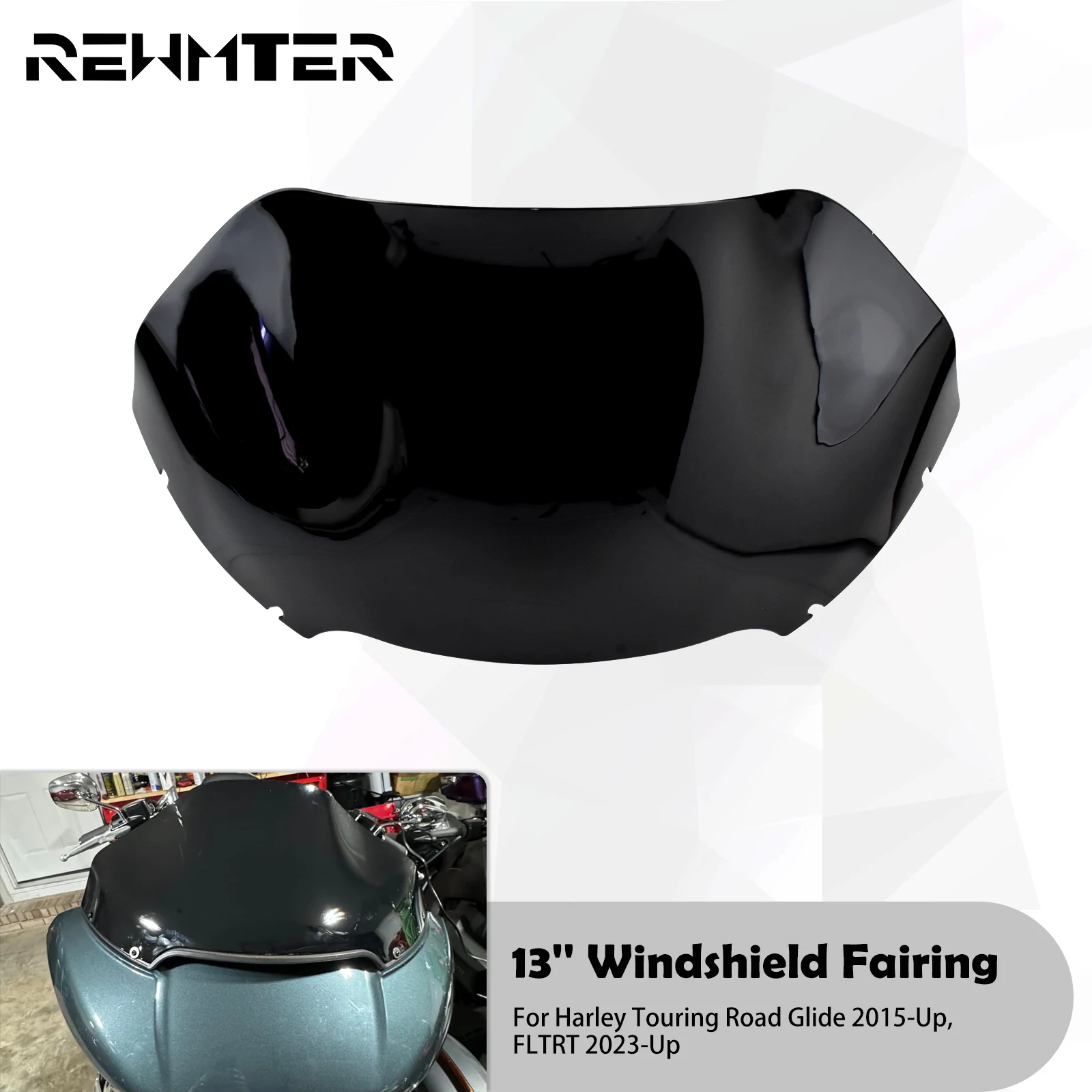 13'' Motorcycle Windshield Fairing Black Windscreen Cover For Harley Touring Road Glide FLTRX FLTRXS FLTRU FLTRK FLTRT 2015-2024