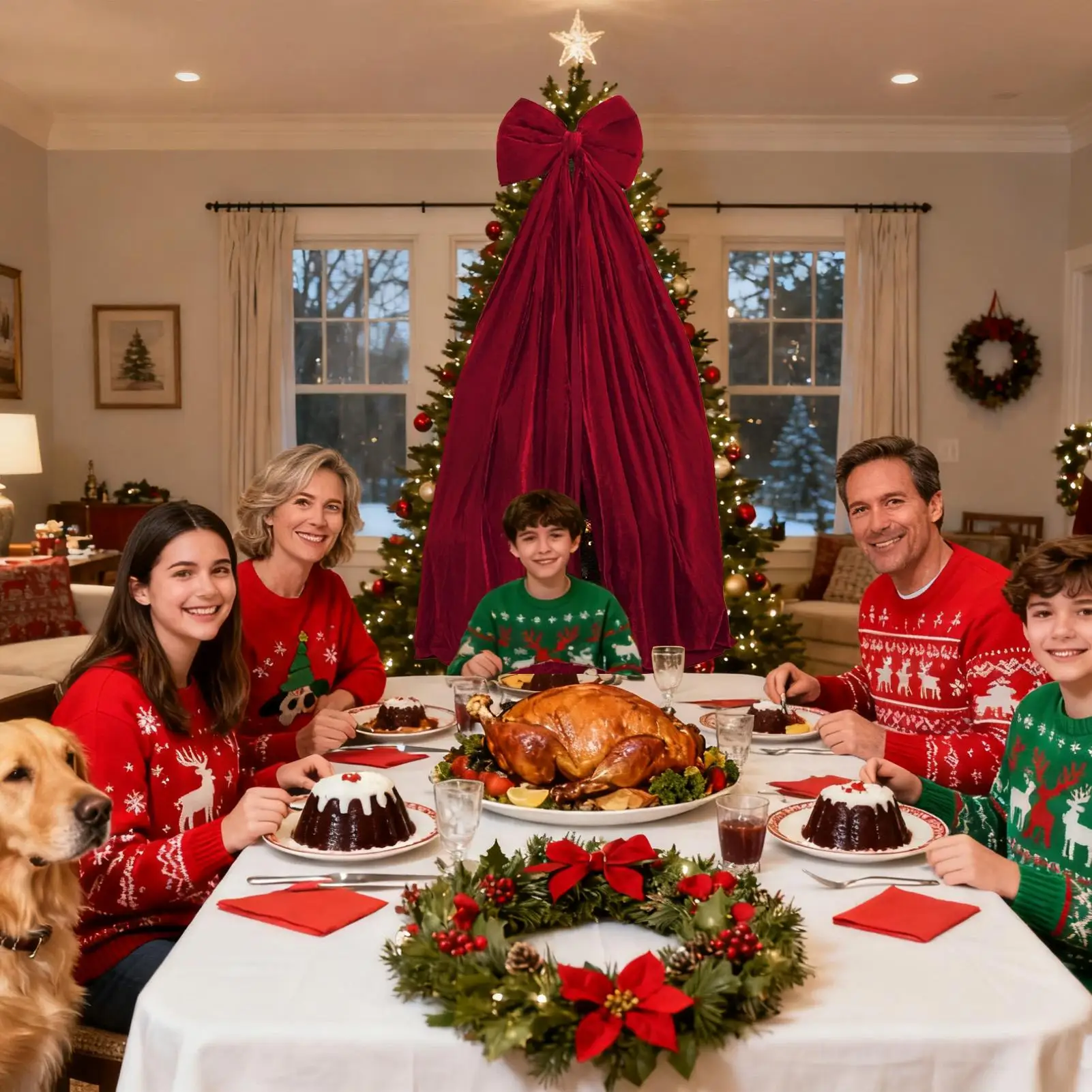 

Bow Tree Topper 70x15.7 Inch Velvet Red Decoration Giant Christmas Bow For Holiday Party Wedding Wall Room Window Indoor Outdoor