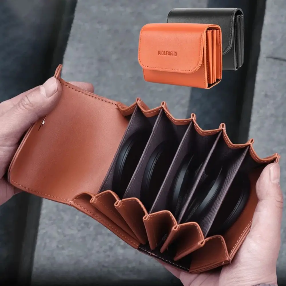 

6 Pockets Camera Lens Filter Bag Dustproof PU Leather Filter Pouch Shockproof Protective Filter Carrying Case For Photography