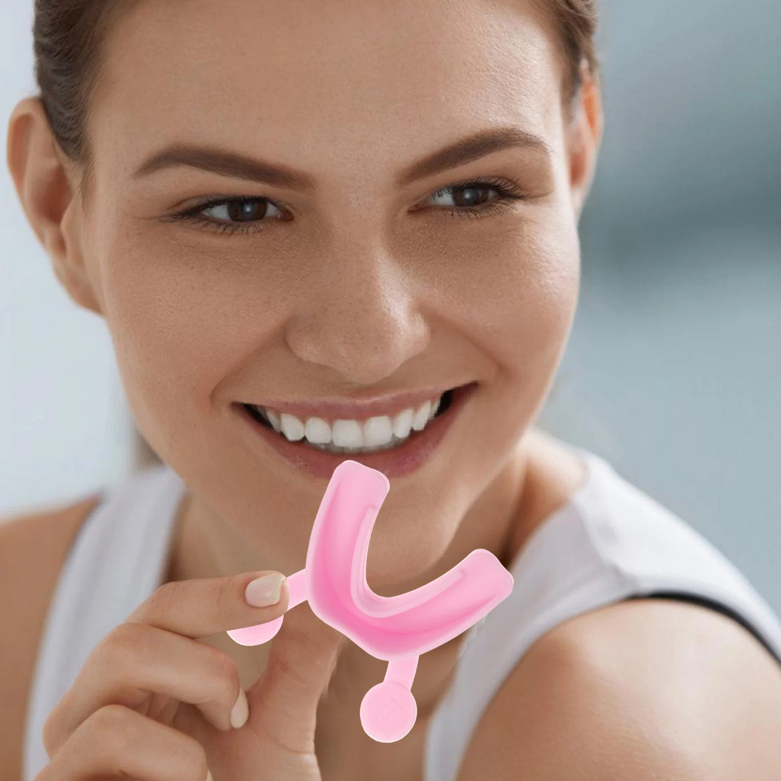 

2PC Smile Corrector Pink Silica Gel Mouth Trainer Lip Plumper Facial Exerciser Dimples Maker Neck Face Firming Tool