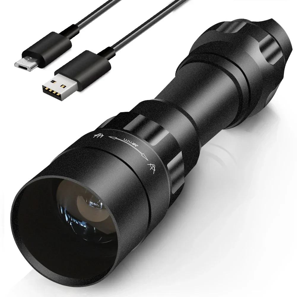 UniqueFire-atenuador de linterna LED 1605, T38, Vcsel940, Vcsel850, IR, indicador Swtich, USB C, recargable, antorcha 18650, máx. 1500 metros