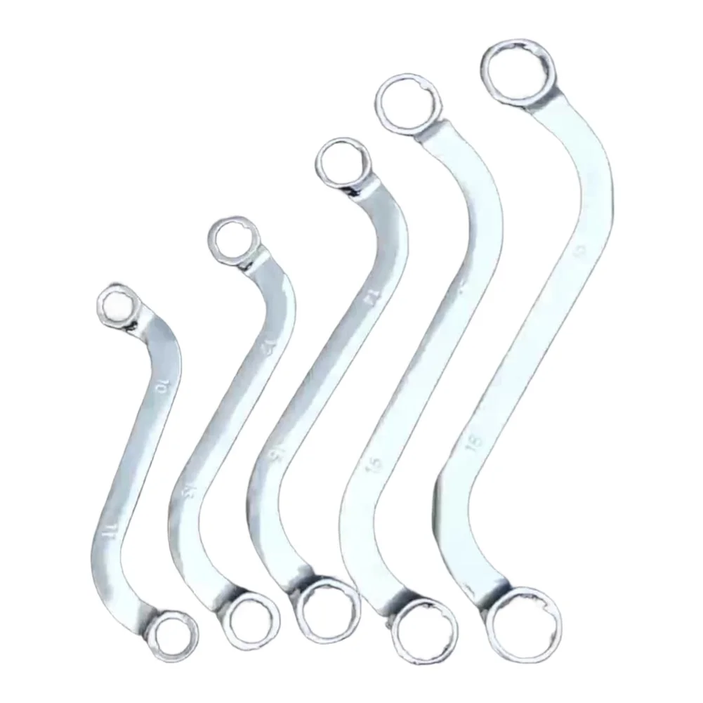 Chrome Vanadium 5-Piece S-Type 12-Angle Box Wrench Set with Fluted Box Ends Designed for Tight Space For Access and Durability