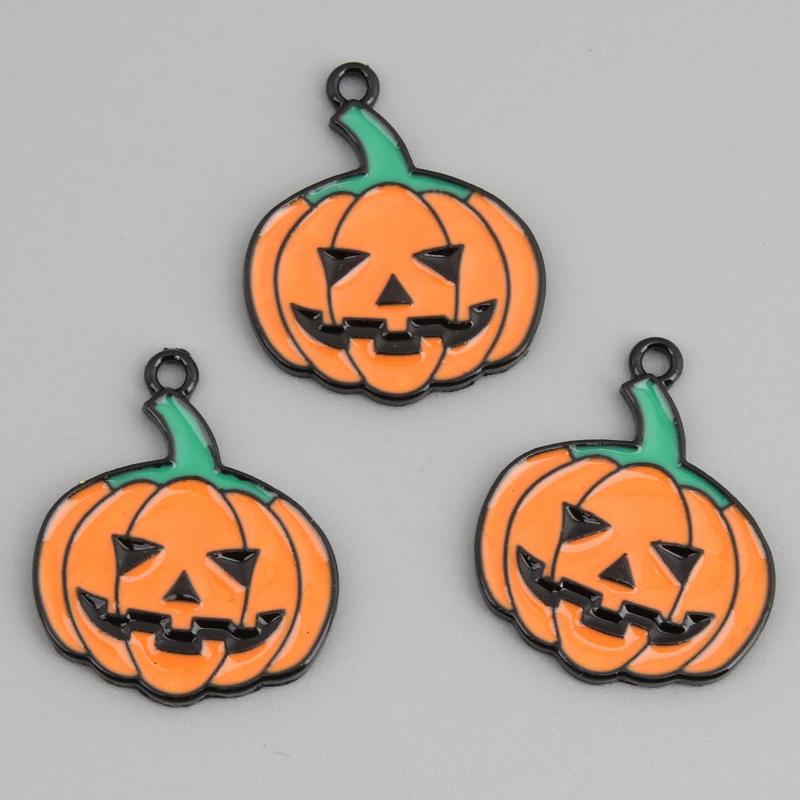 10pcs Enamel Grave Ghost Pumpkin Bat Vampire Castle Charms Halloween Pendant For DIY Jewelry Making Handcrafted Accessories