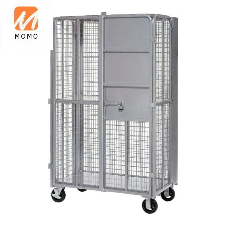 Logistics galvanized collapsible steel metal storage security cart cage with wheels