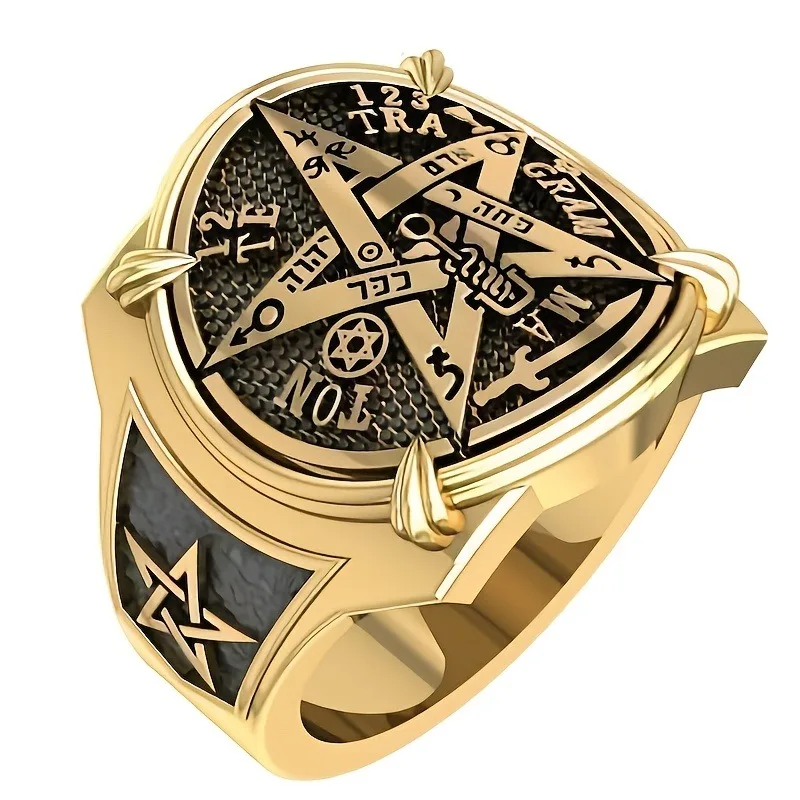 Cincin Pentagram Mesir Kuno & Simbol Ibrani Tunggal - Hari Valentine, Ramadhan, Tahun Baru Imlek - Hadiah Perhiasan Budaya Unik