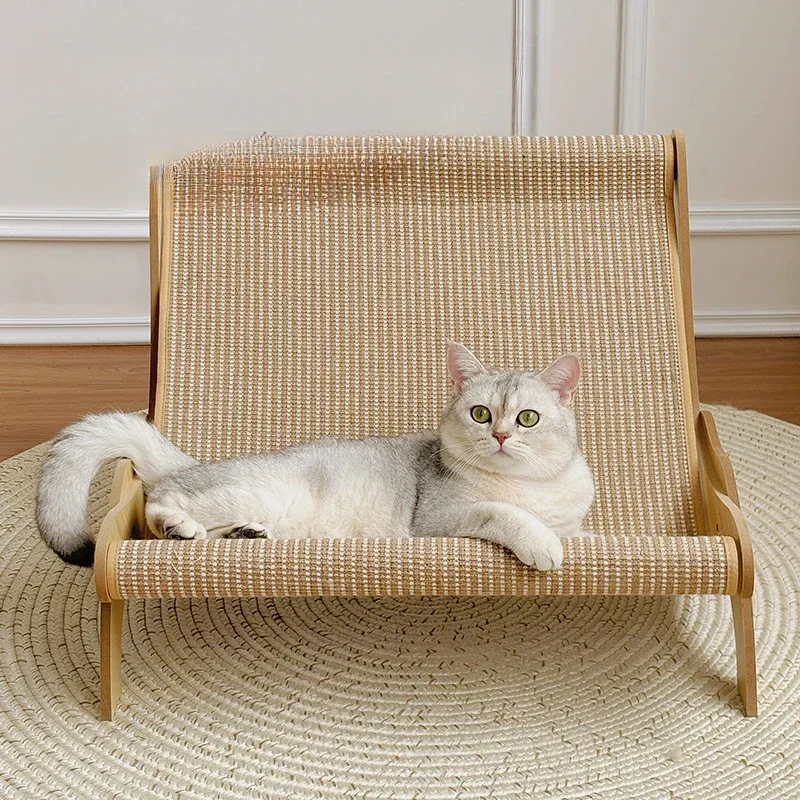 Wooden Scratcher Board Adjustable Recliner for Pets Sisal Sleeping Bed Wooden Scratching Board Adjustable Sofa for Cats