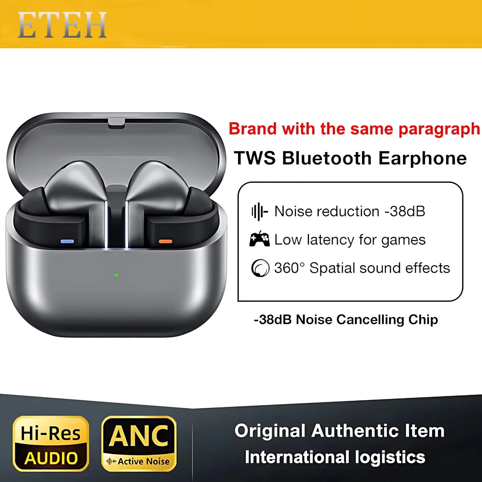 ETEH Buds 3 Pro True Wireless Bluetooth Earphone Headphone HiFi Sound Low Latency Noise Reduction Earbuds dla IPhone Android