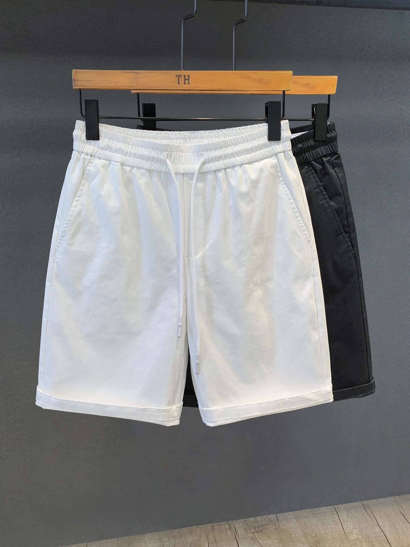 

Classic Casual Cotton Elastic Waist orts Men's Summer Thin American Loose Five-Quarter Pants Straight Leg Breathable