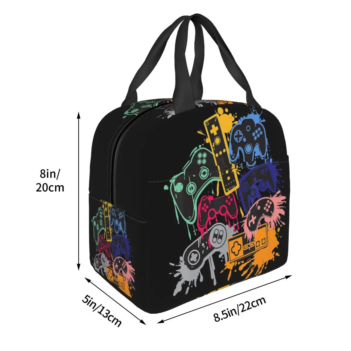 Colorful Graffiti Abstract Gamer Gamepad Insulated Lunch Bag for Women Kids Leakproof Food Boxes Thermal Lunch Box Tote