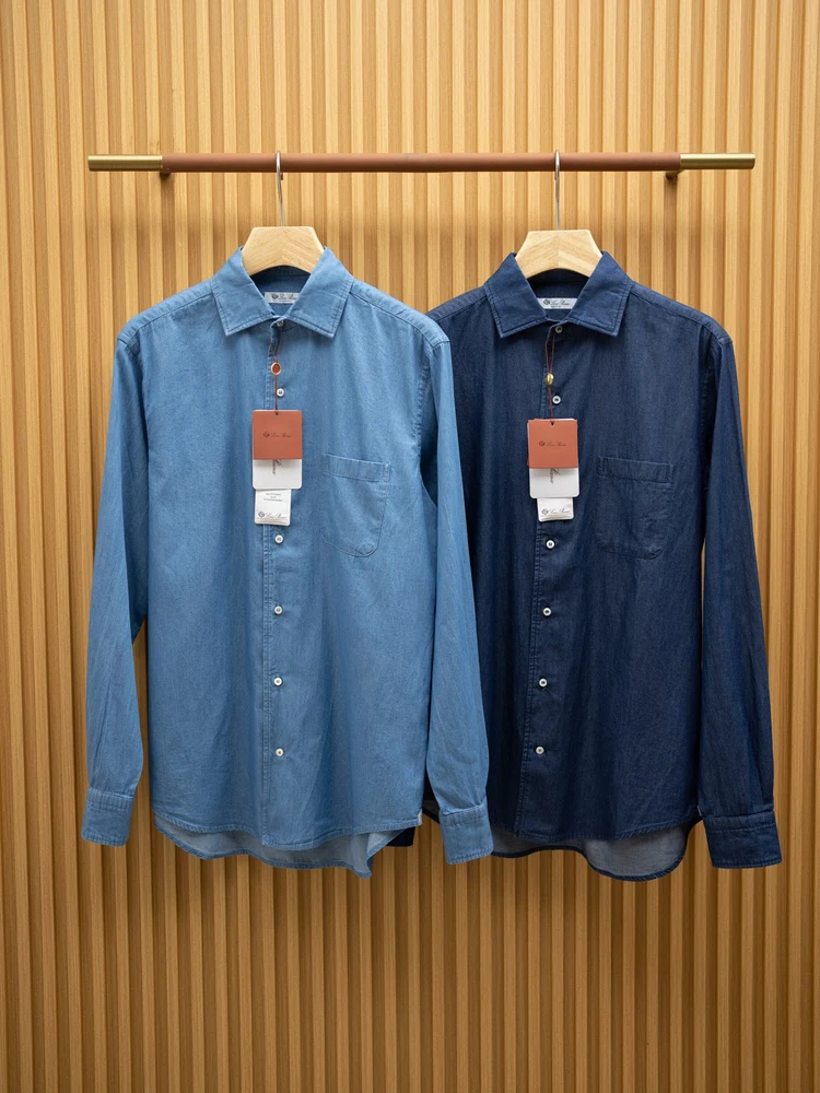 

New 2025 Men's Long Sve Denim irt Versatile Casual Sle Autumn Wear Versatile Fabric Classic Button down Office Sle