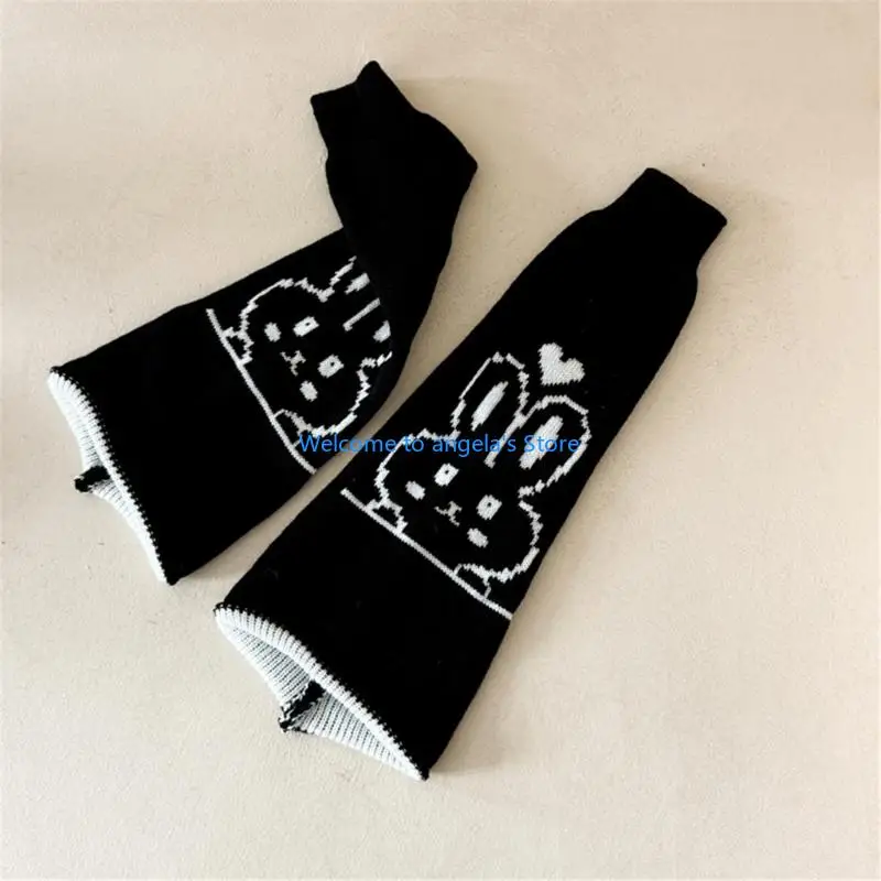 X4YC Calentadores piernas peludos y cálidos para invierno, bonitos calcetines elásticos con detalle conejo, cómodos largos