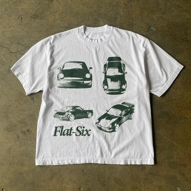 Personalized Street Fashion T-shirt with Car Print Made of Pure Cotton, Suitable for Summer Casual Wear Providing A Relaxed Fit.