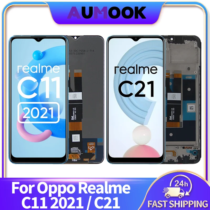 IPS LCD For Oppo Realme C11 2021 RMX2001 C21 RMX3201 LCD Display Touch Screen Assembly Digitizer With Frame 6.52 LCD Repair Part